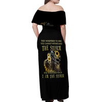 I Am The Storm Reaper Sunflower Roses Wings Off Shoulder Maxi Dress - Wonder Print Shop
