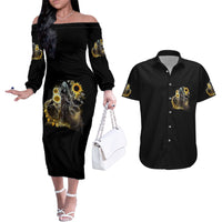 I Am The Storm Reaper Sunflower Roses Wings Couples Matching Off The Shoulder Long Sleeve Dress and Hawaiian Shirt - Wonder Print Shop