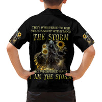 I Am The Storm Reaper Sunflower Roses Wings Family Matching Short Sleeve Bodycon Dress and Hawaiian Shirt - Wonder Print Shop