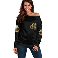 I Am The Storm Reaper Sunflower Roses Wings Off Shoulder Sweater - Wonder Print Shop