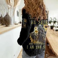 I Am The Storm Reaper Sunflower Roses Wings Women Casual Shirt - Wonder Print Shop