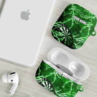 Personalized Darts Lightning Green Storm AirPods Case with Electric Energy Pattern and Dartboard Graphics - Wonder Print Shop