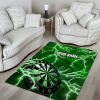 Personalized Darts Lightning Green Storm Area Rug with Electric Energy Pattern and Dartboard Graphics - Wonder Print Shop
