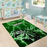 Personalized Darts Lightning Green Storm Area Rug with Electric Energy Pattern and Dartboard Graphics - Wonder Print Shop