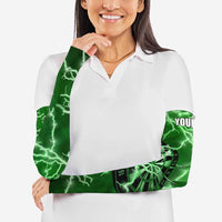 Personalized Darts Lightning Green Storm Arm Sleeves with Electric Energy Pattern and Dartboard Graphics - Wonder Print Shop