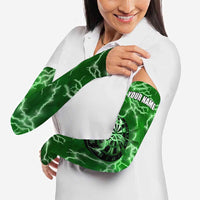 Personalized Darts Lightning Green Storm Arm Sleeves with Electric Energy Pattern and Dartboard Graphics - Wonder Print Shop