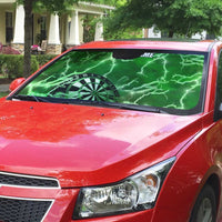 Personalized Darts Lightning Green Storm Auto Sun Shade with Electric Energy Pattern and Dartboard Graphics - Wonder Print Shop