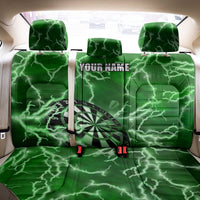 Personalized Darts Lightning Green Storm Back Car Seat Cover with Electric Energy Pattern and Dartboard Graphics - Wonder Print Shop