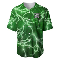 Personalized Darts Lightning Green Storm Baseball Jersey with Electric Energy Pattern and Dartboard Graphics - Wonder Print Shop