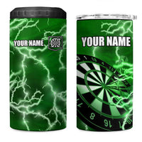 Personalized Darts Lightning Green Storm 4 in 1 Can Cooler Tumbler with Electric Energy Pattern and Dartboard Graphics - Wonder Print Shop