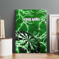Personalized Darts Lightning Green Storm Canvas Wall Art with Electric Energy Pattern and Dartboard Graphics - Wonder Print Shop