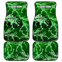 Personalized Darts Lightning Green Storm Car Mats with Electric Energy Pattern and Dartboard Graphics - Wonder Print Shop