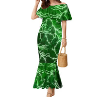 Personalized Darts Lightning Green Storm Family Matching Mermaid Dress and Hawaiian Shirt with Electric Energy Pattern and Dartboard Graphics - Wonder Print Shop