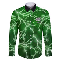 Personalized Darts Lightning Green Storm Family Matching Tank Maxi Dress and Hawaiian Shirt with Electric Energy Pattern and Dartboard Graphics - Wonder Print Shop