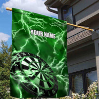 Personalized Darts Lightning Green Storm Garden Flag with Electric Energy Pattern and Dartboard Graphics - Wonder Print Shop
