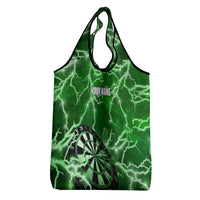 Personalized Darts Lightning Green Storm Grocery Bag with Electric Energy Pattern and Dartboard Graphics - Wonder Print Shop