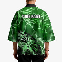 Personalized Darts Lightning Green Storm Kimono with Electric Energy Pattern and Dartboard Graphics - Wonder Print Shop
