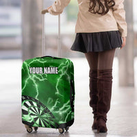 Personalized Darts Lightning Green Storm Luggage Cover with Electric Energy Pattern and Dartboard Graphics - Wonder Print Shop