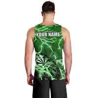 Personalized Darts Lightning Green Storm Men Tank Top with Electric Energy Pattern and Dartboard Graphics - Wonder Print Shop