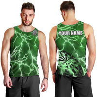 Personalized Darts Lightning Green Storm Men Tank Top with Electric Energy Pattern and Dartboard Graphics - Wonder Print Shop