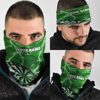 Personalized Darts Lightning Green Storm Neck Gaiter with Electric Energy Pattern and Dartboard Graphics - Wonder Print Shop