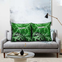Personalized Darts Lightning Green Storm Pillow Cover with Electric Energy Pattern and Dartboard Graphics - Wonder Print Shop