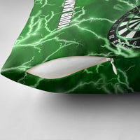 Personalized Darts Lightning Green Storm Pillow Cover with Electric Energy Pattern and Dartboard Graphics - Wonder Print Shop