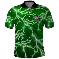 Personalized Darts Lightning Green Storm Polo Shirt with Electric Energy Pattern and Dartboard Graphics - Wonder Print Shop
