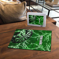 Personalized Darts Lightning Green Storm Puzzle with Electric Energy Pattern and Dartboard Graphics - Wonder Print Shop