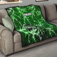 Personalized Darts Lightning Green Storm Quilt with Electric Energy Pattern and Dartboard Graphics - Wonder Print Shop
