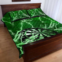 Personalized Darts Lightning Green Storm Quilt Bed Set with Electric Energy Pattern and Dartboard Graphics - Wonder Print Shop