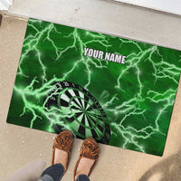 Personalized Darts Lightning Green Storm Rubber Doormat with Electric Energy Pattern and Dartboard Graphics - Wonder Print Shop