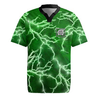 Personalized Darts Lightning Green Storm Rugby Jersey with Electric Energy Pattern and Dartboard Graphics - Wonder Print Shop