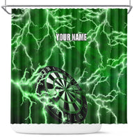 Personalized Darts Lightning Green Storm Shower Curtain with Electric Energy Pattern and Dartboard Graphics - Wonder Print Shop