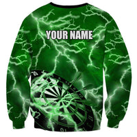 Personalized Darts Lightning Green Storm Sweatshirt with Electric Energy Pattern and Dartboard Graphics - Wonder Print Shop