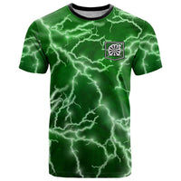 Personalized Darts Lightning Green Storm T Shirt with Electric Energy Pattern and Dartboard Graphics - Wonder Print Shop