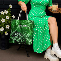 Personalized Darts Lightning Green Storm Tote Bag with Electric Energy Pattern and Dartboard Graphics - Wonder Print Shop