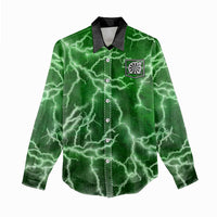Personalized Darts Lightning Green Storm Women Casual Shirt with Electric Energy Pattern and Dartboard Graphics - Wonder Print Shop
