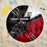 Personalized Raven Billiards Beach Blanket with Dark Cemetery Scene and Red Eye Crow Artwork - Wonder Print Shop