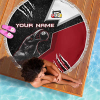 Personalized Raven Billiards Beach Blanket with Dark Cemetery Scene and Red Eye Crow Artwork - Wonder Print Shop