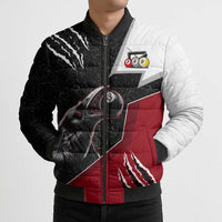 Personalized Raven Billiards Bomber Puffer Jacket with Dark Cemetery Scene and Red Eye Crow Artwork - Wonder Print Shop