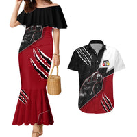 Personalized Raven Billiards Couples Matching Mermaid Dress and Hawaiian Shirt with Dark Cemetery Scene and Red Eye Crow Artwork - Wonder Print Shop