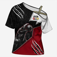 Personalized Raven Billiards Cross Shoulder Shirt with Dark Cemetery Scene and Red Eye Crow Artwork - Wonder Print Shop