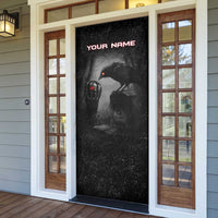 Personalized Raven Billiards Door Cover with Dark Cemetery Scene and Red Eye Crow Artwork - Wonder Print Shop