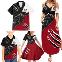 Personalized Raven Billiards Family Matching Summer Maxi Dress and Hawaiian Shirt with Dark Cemetery Scene and Red Eye Crow Artwork - Wonder Print Shop