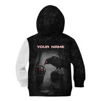 Personalized Raven Billiards Kid Hoodie with Dark Cemetery Scene and Red Eye Crow Artwork - Wonder Print Shop