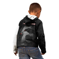 Personalized Raven Billiards Kid Hoodie with Dark Cemetery Scene and Red Eye Crow Artwork - Wonder Print Shop