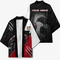 Personalized Raven Billiards Kimono with Dark Cemetery Scene and Red Eye Crow Artwork - Wonder Print Shop