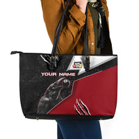 Personalized Raven Billiards Leather Tote Bag with Dark Cemetery Scene and Red Eye Crow Artwork - Wonder Print Shop