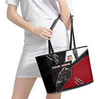 Personalized Raven Billiards Leather Tote Bag with Dark Cemetery Scene and Red Eye Crow Artwork - Wonder Print Shop